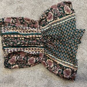 Angie Green and Cream Patterned Blouse